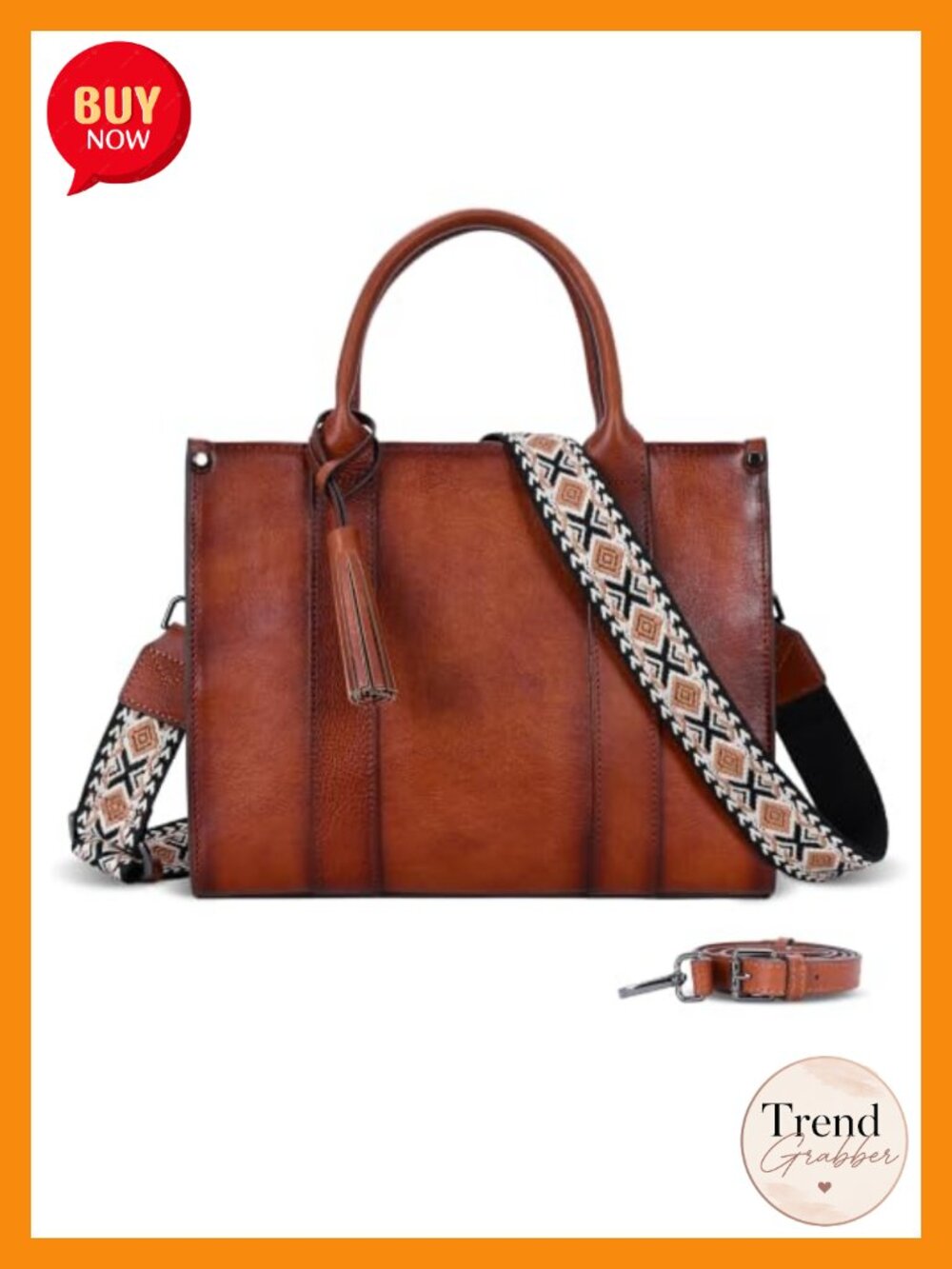 Genuine Leather Tote Bag Women Shoulder Work Bag Square Purses Handbags